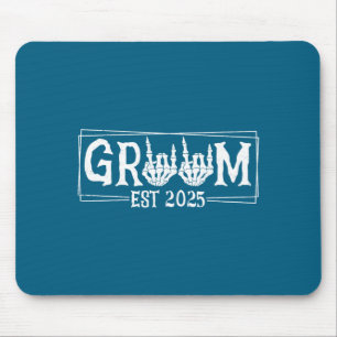 Halloween spooky skeleton engagement wedding bride mouse pad