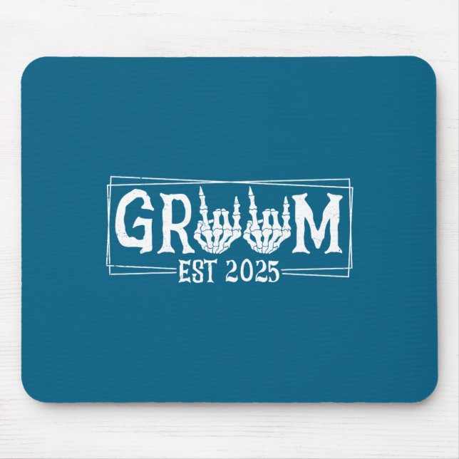 Halloween spooky skeleton engagement wedding bride mouse pad (Front)