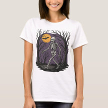 Halloween Spooky Skeleton Haunted Forest Women’s T