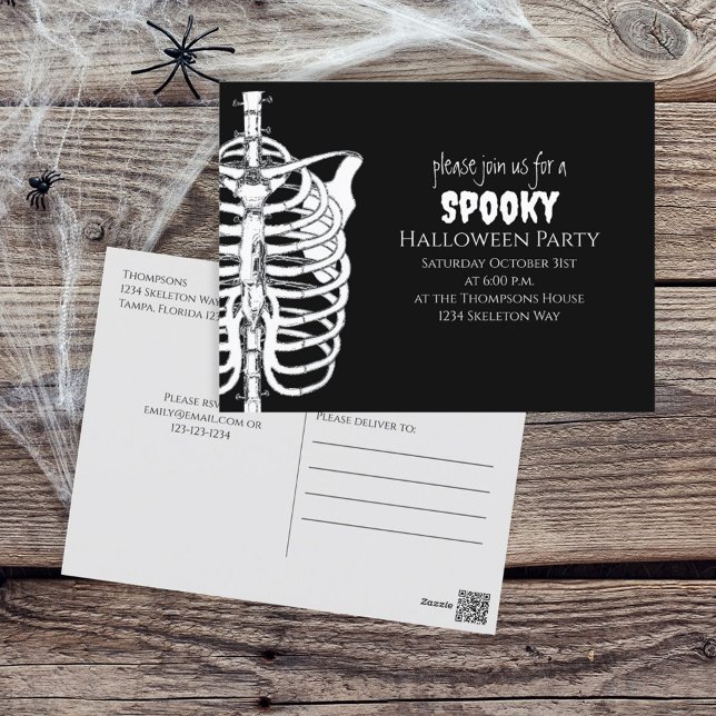 Halloween Spooky Skeleton Scary Typography Postcard (Creator Uploaded)