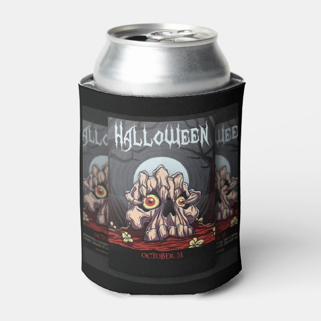 Halloween Spooky Skull and Claw Can Cooler (Can Front)