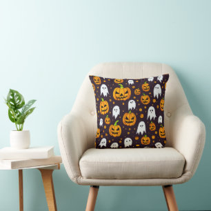 Halloween: Spooky Smiles and Pumpkin Friends Cushion