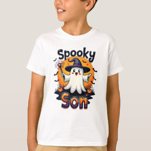 Halloween Spooky Son Ghost with Witch Hat  T-Shirt