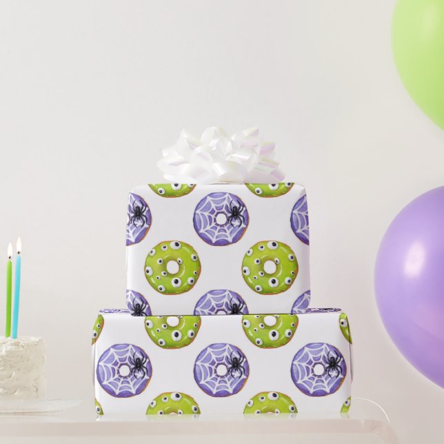 Halloween Spooky Spider & Green Eyed Monster Dough Wrapping Paper (Party Gifts)