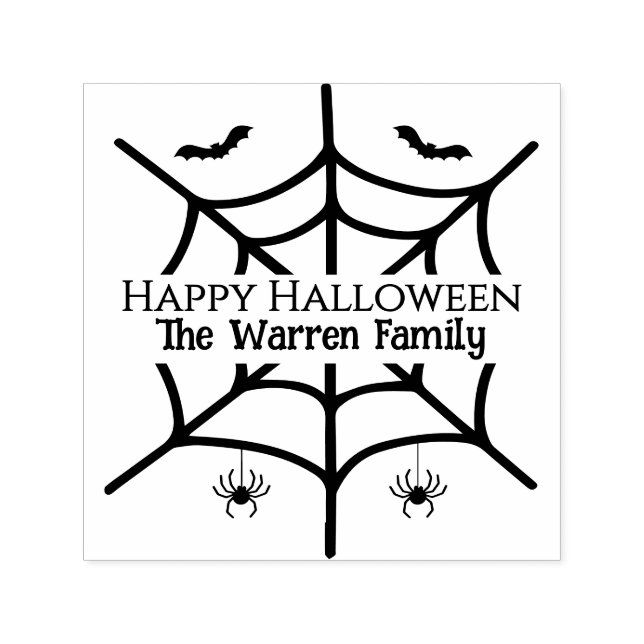Halloween Spooky Spiderweb Spider Bats Family Name Self-inking Stamp (Design)