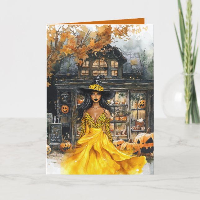 Halloween Spooky Storefront Witch Halloween Card (Front)