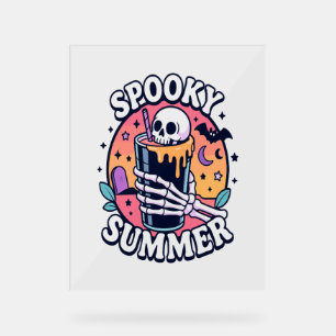 Halloween Spooky Summer Skeleton Drink Acrylic Sign