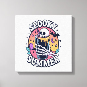 Halloween Spooky Summer Skeleton Drink Canvas Print