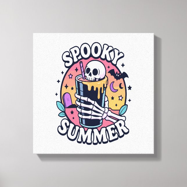 Halloween Spooky Summer Skeleton Drink Canvas Print (Front)