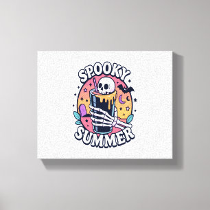 Halloween Spooky Summer Skeleton Drink Canvas Print