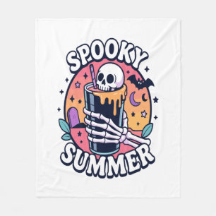 Halloween Spooky Summer Skeleton Drink Fleece Blanket