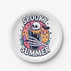 Halloween Spooky Summer Skeleton Drink Paper Plate