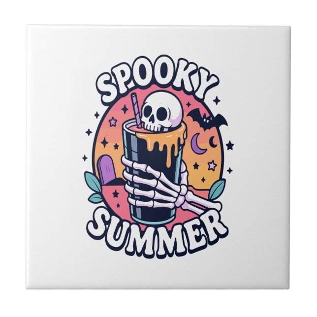 Halloween Spooky Summer Skeleton Drink Tile (Front)