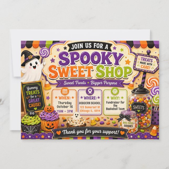Halloween Spooky Sweet Shop Invitation (Front)