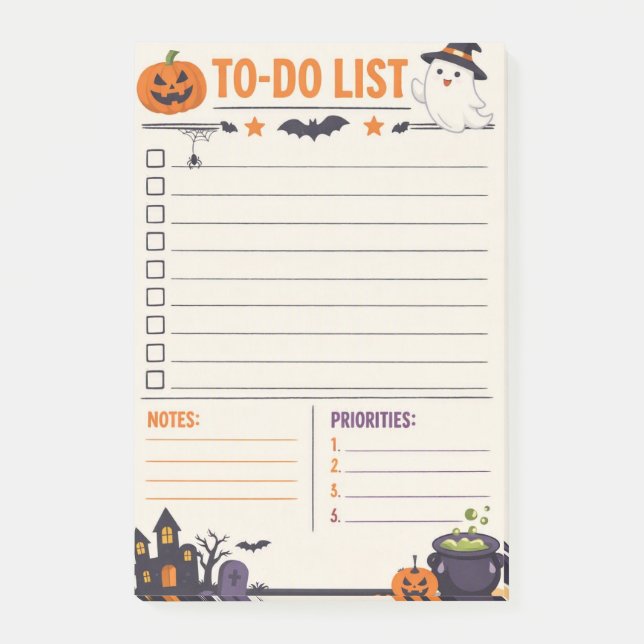 Halloween Spooky To‑Do List Post-it Notes (Front)