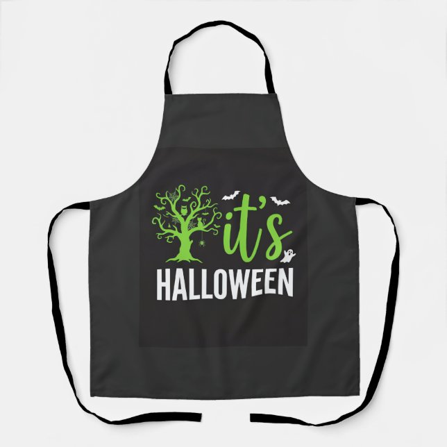 Halloween Spooky Tree Bats Vector Design_1 Apron (Front)