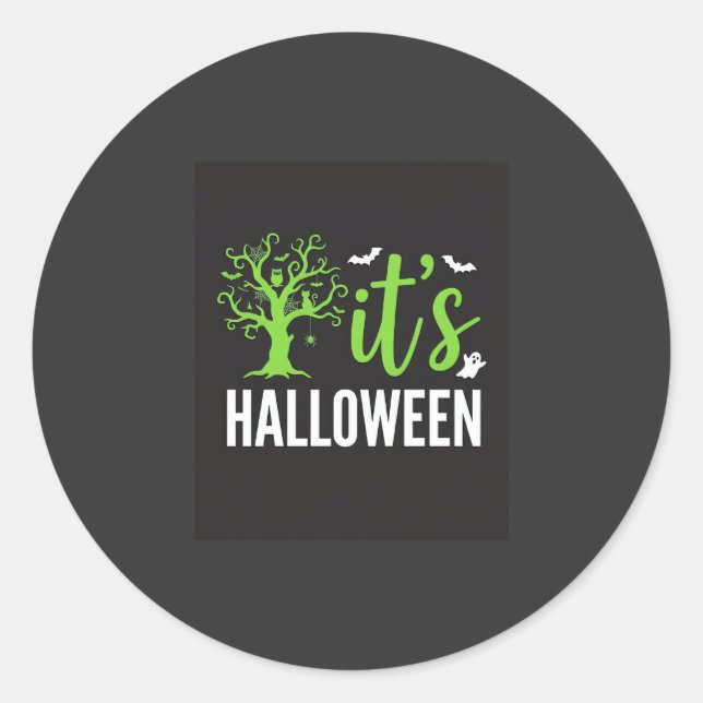 Halloween Spooky Tree Bats Vector Design_1 Classic Round Sticker (Front)