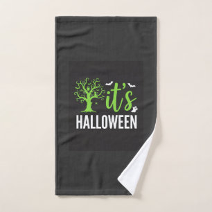 Halloween Spooky Tree Bats Vector Design_1 Hand Towel