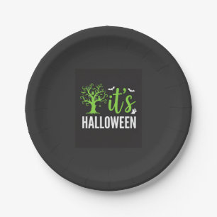 Halloween Spooky Tree Bats Vector Design_1 Paper Plate