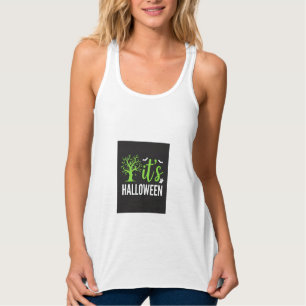 Halloween Spooky Tree Bats Vector Design_1 Singlet