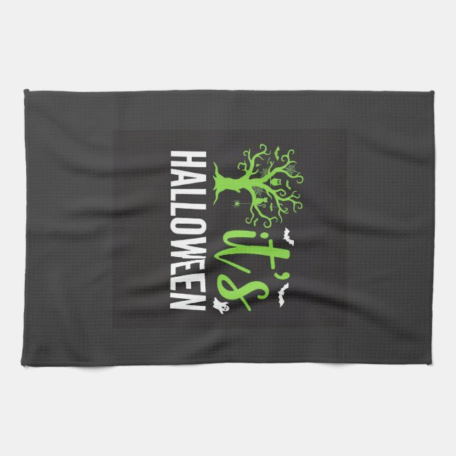 Halloween Spooky Tree Bats Vector Design_1 Tea Towel (Horizontal)