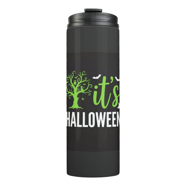 Halloween Spooky Tree Bats Vector Design_1 Thermal Tumbler (Front)