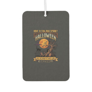 Halloween Spooky Tree Full Moon Black Cat Graveyar Car Air Freshener