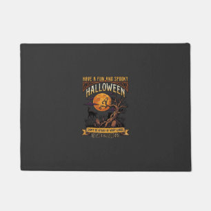 Halloween Spooky Tree Full Moon Black Cat Graveyar Doormat