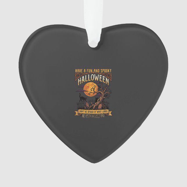 Halloween Spooky Tree Full Moon Black Cat Graveyar Ornament (Front)