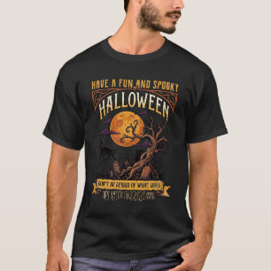 Halloween Spooky Tree Full Moon Black Cat Graveyar T-Shirt