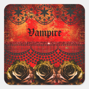 Halloween spooky vampire party square sticker