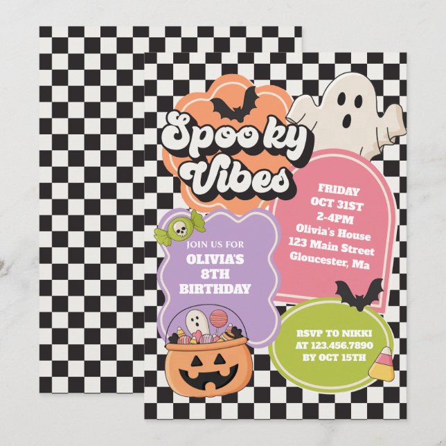 Halloween Spooky Vibes Birthday Invitation (Front/Back)