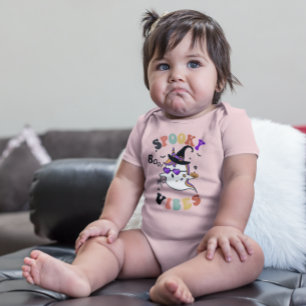 Halloween Spooky Vibes Retro cute unicorn ghost Baby Bodysuit