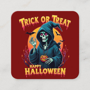 Halloween Spooky Vibes: Trick or Treat Skeleton Enclosure Card