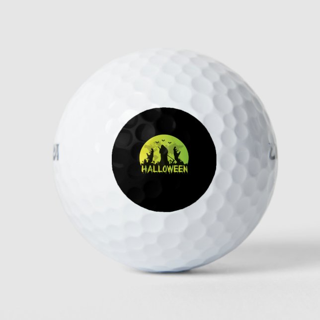 Halloween-spooky-witch-cute-skull-black-funny Golf Balls (Front)