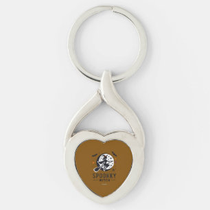 Halloween Spooky Witch Design - Flying on Broom Key Ring