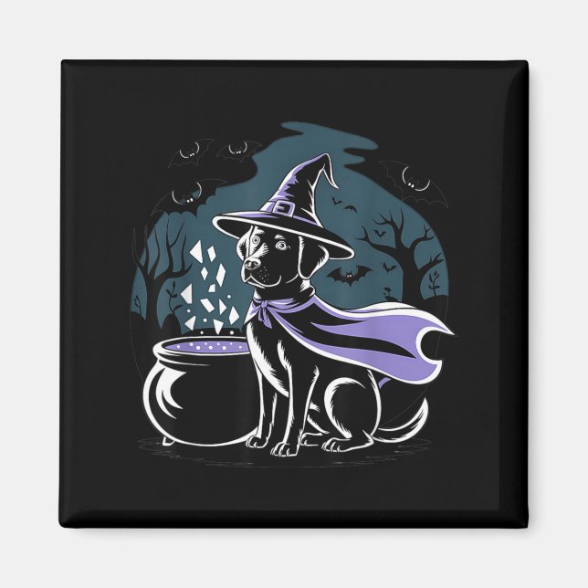 Halloween Spooky Witchy Black Labrador Retriever Magnet (Front)