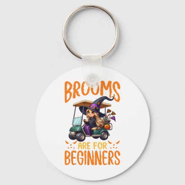 Halloween Spooky Witchy Golf Cart  Key Ring (Front)
