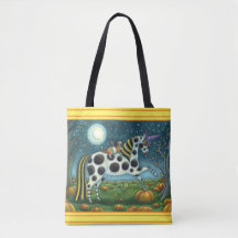 HALLOWEEN SPOTTED PONY AND BAT CAT Whimsical Horse