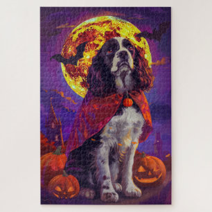 Halloween Springer Spaniel Vampire Pumpkins Scary Jigsaw Puzzle