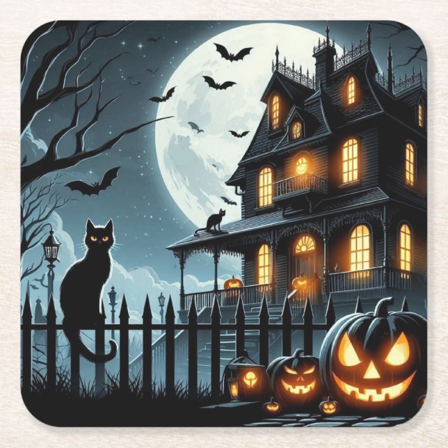 Halloween Square Paper Coaster (Front)