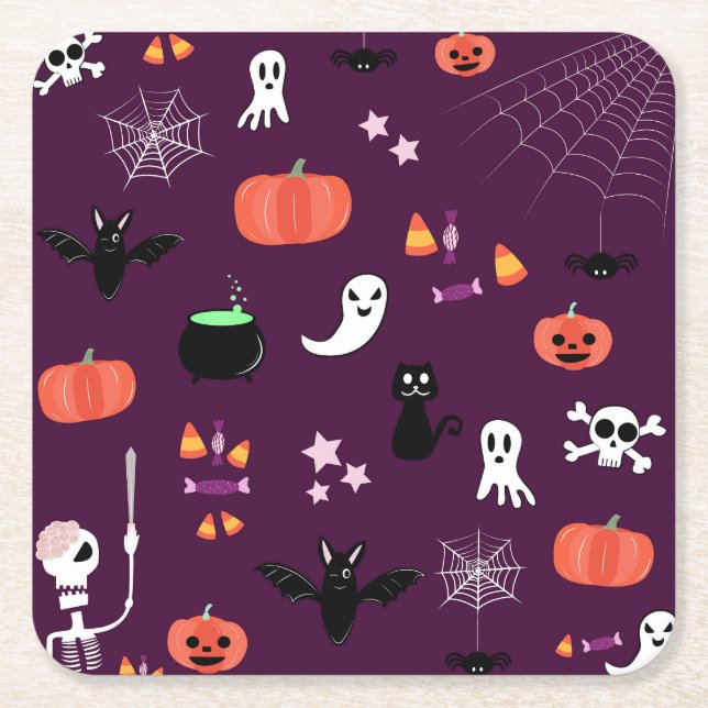 Halloween Square Paper Coaster (Front)