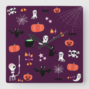 Halloween Square Wall Clock