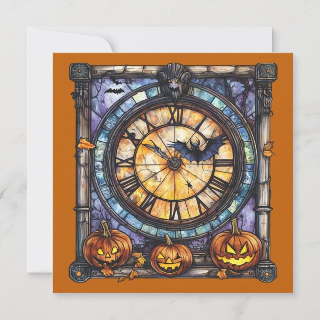 Halloween Stained Glass Steampunk Greeting Card (Front)