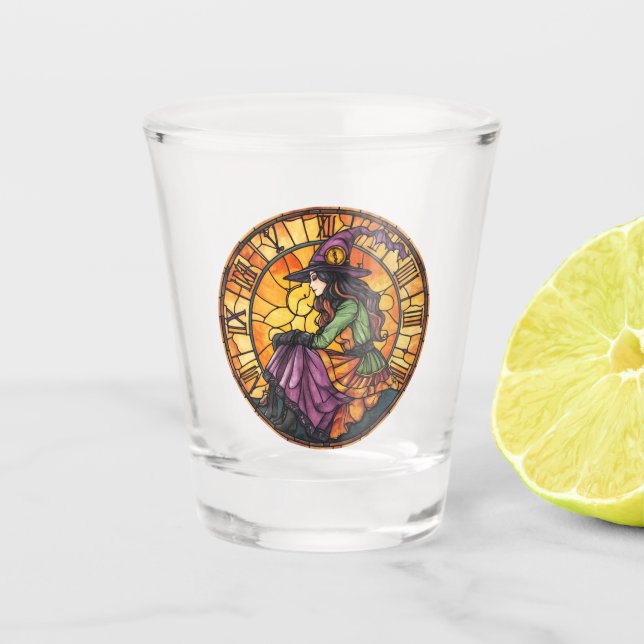 Halloween Stained Glass Steampunk Shot Glass (Front)