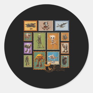 Halloween Stal Stamps Italian Brainrot Zombie  Classic Round Sticker