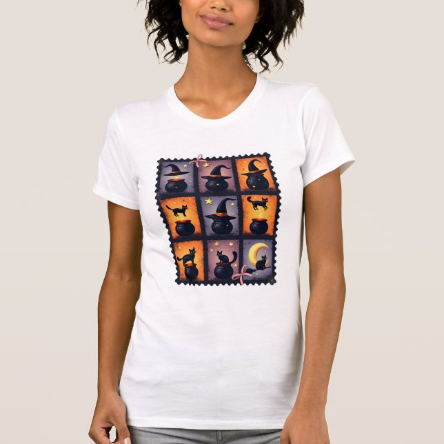 Halloween Stamp Collage T-Shirt (Front)