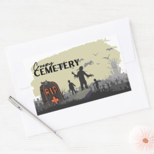 Halloween Stamp Collection "Creepy Cemetery" Rectangular Sticker