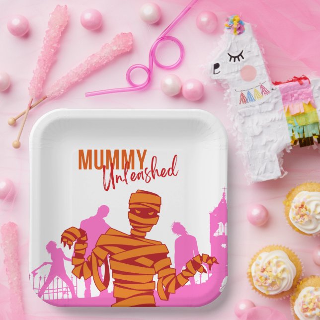 Halloween Stamp Collection "Mummy Unleashed" Paper Plate (Party)
