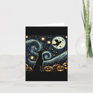 Halloween Starry Art Night Sky Art Dog Pumpkins Card